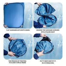 57" X 31" Windshield Sun Shade, Blocks 99% Of Heat To Keep Interior Cool, Universal Fit For Cars & SUVs, Summer Car Sun Shade, Sun Visor & Auto Accessories - Navy Blue - View 7