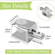 20 chiếc giá đỡ kệ kính: Kẹp gắn tường điều chỉnh được bằng hợp kim kẽm đánh bóng, có chốt, phù hợp với kính không khung dày 5-8mm. - A - Xem 4