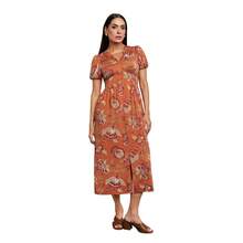 CKLASS Vestido Casual Dama Midi Cuello V Escote Multicolor 994-95 - Rosa coral - Ver 1