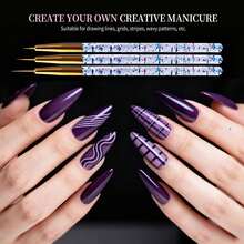 LANDOT 31pcs Nail Art Tool Kit, Including Nail Brushes, Dotting Tools, Dust Brush, Striping Brush, Drawing Pens, Suitable For Nail Art Design - Baby Blue - View 2
