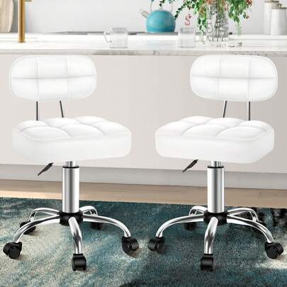 ALFORDSON 2x Salon Stool Backrest Swivel Barber Hair Dress Chair Tufan