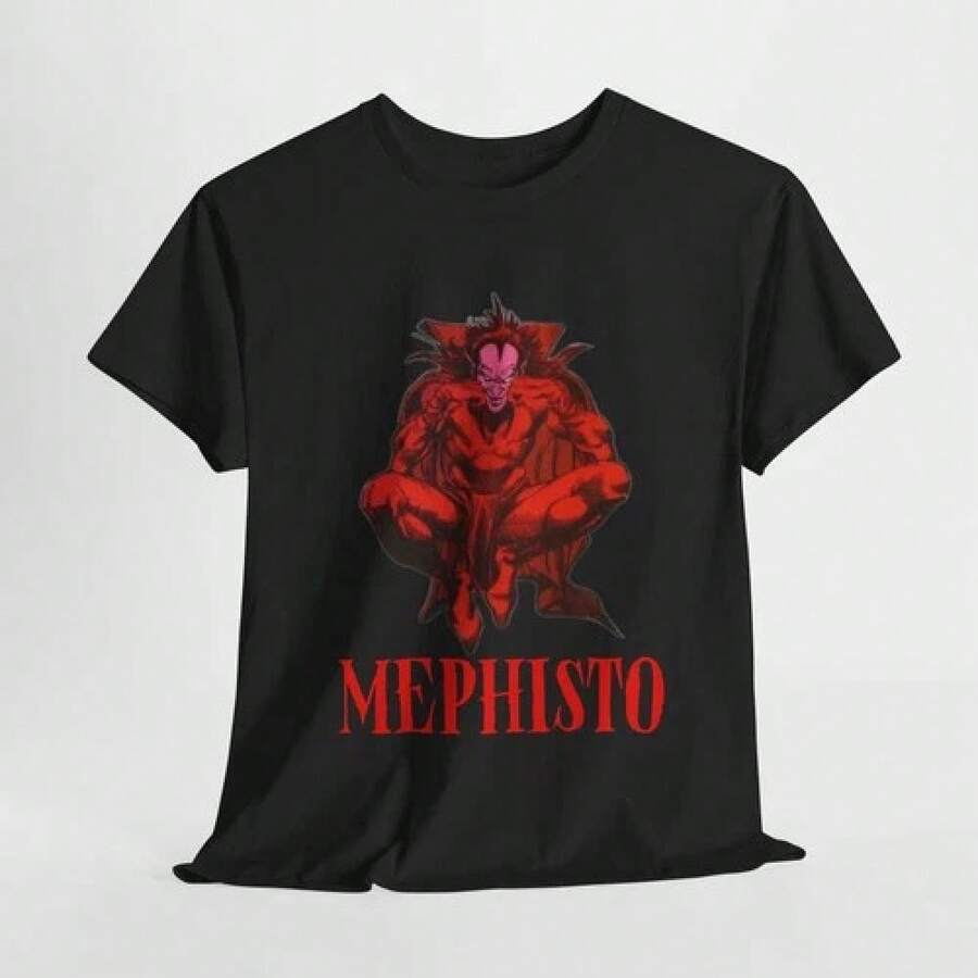Mephisto Graphic Tee - Unisex Cotton Shirt,  Comics, Mephisto T-Shirtblusas para mujer playeras de mujer vestidos casuales para mujer y2k playeras deportivas para mujer verano camisetas ropa de mujer Fashion Perfect For Daily - Negro - Ver 1