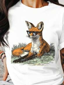 Sungla1s vintage Fox S1Hirt R Fox T1EE 90s Fox Top Suter Fox Funny Fox A1parel Fox FaS1Hion Clo1hing Cute Fox Graphic. - Blanco - Ver 2