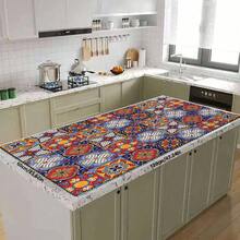 1pc Geometric Floral Tile Pattern Printed Coffee Bar Mat, Stove Mat, Drainage Mat, Silicone Drainage Mat For Coffee Machine, Rubber Drainage Mat, Super Absorbent And Wear-Resistant Dish Drying Mat, For Countertop, Restaurant, Kitchen, Patio Dining Table Decor, Household Kitchen Supplies, Countertop Decorative Mat - Multicolor - View 6