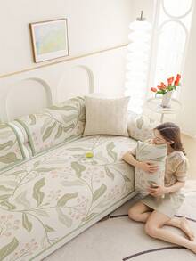 1 Tấm lót ghế sofa bằng lụa băng mát lạnh, mới, chống trượt, thích hợp cho ghế sofa chữ L và sofa 1/2/3/4 chỗ ngồi (1 chiếc). - màu xanh lá - Xem 4