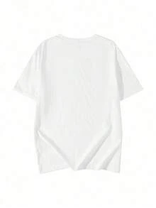 Camiseta de Mujer con Estampado Gráfico, Algodón Ligero, Estilo Japonés de Verano, Cuello Redondo Casual, Corte Holgado, Estampado de Letras, Manga Corta, Versátil para Primavera y Verano, Camiseta Oversize de Mujer con Estampado Gráfico, 100% Algodón Puro - Blanco - Ver 3