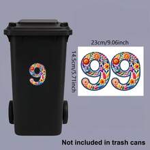 2 Sets Rainbow Floral Digital Trash Can Stickers, Removable Self-Adhesive Waterproof PVC Decals, Suitable For Car License Plates, House Numbers And Country Style Home Decor - Trash Can Stickers - View 11