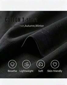 Women's Casual T-Shirt With Letter Print, Modern And Fashionable - Urban Vintage Style, Unisex, Loose Fit, Cotton, Short Sleeves And Round Neck. Soft - 黑色 - 查看 5
