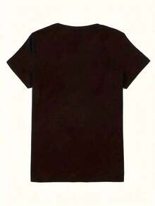 GiftLightweight Camiseta de Mujer Roja con Estampado de Leopardo y Corazón Brillante, Manga Corta y Cuello Redondo para Verano y Primavera, Tejido de Punto de Poliéster, Diseño Audaz y Elegant100%CottonSoft - Negro - Ver 3