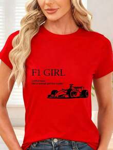 GiftCamiseta de  con Estampado de Letras para Uso Diario y OcioSoft - Rojo - Ver 7