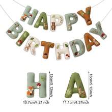 2D Flat Farm And Forest Animal Theme Felt Happy Birthday Banner Set, Rustic And Forest Animal Bunting Decoration DIY Birthday Party Wall Decor - A - View 8