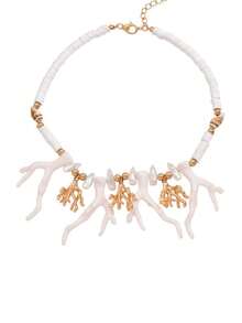 1 chiếc vòng cổ thời trang Bohemian thanh lịch bằng nhựa pha san hô và ngọc trai giả, vòng cổ choker bằng gốm mềm mại cho kỳ nghỉ biển, món quà tuyệt vời dành cho phụ nữ. - Nhiều màu - Xem 4