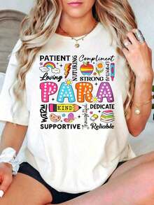 For Appreciation Paras Paraprofessional Latest Women's Casual Short Sleeve Round Neck T-Shirts, Women's Blouses - White - View 4