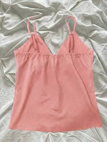Hibiscus Flower Printed Casual Sleeveless Cami Top, Summer Tops, Beach Outfits For Women - Baby Pink - View 6