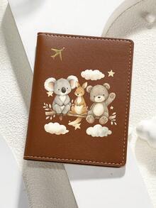 1pc Cartoon Print Passport Holder - Cute Koala, Kangaroo And Bear With Stars And Clouds Travel Organizer - Birthday Gift For Wife, Girlfriend, Best Friend, Holiday Gift - Multicolor - View 17
