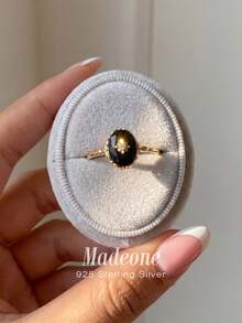 MADEONE 1 pieza Anillo de diamantes con estilo floral de palacio de lujo, exquisito y elegante, adecuado para citas y fiestas - Dorado - Ver 3