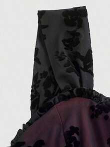 Vestido con estampado floral, plisado y dobladillo asimétrico con abertura, vestidos en tonos pastel para mujer - Rojo y negro - Ver 3