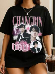 Changbin Retro T Shirt StraySKidsS It Tape Do It Skz Karma Album DominATE Tour 2025 - Black - View 6