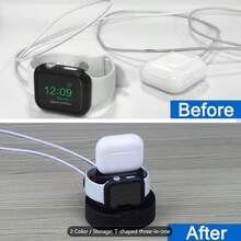 1件裝極簡經典矽膠底座 3合1 充電支架，相容 38/40/41/42/44/45/49mm，適用於 Ultra/SE/8/7/6/5/4/3/2/1，男女通用 - 黑色 - 查看 9