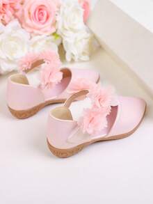 New Sweet Princess Shoes For Girls, Spring/Summer Fashion Pink Lace Flower Design Flat Shoes - Pink - View 5