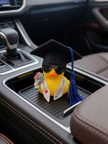 Cute Yellow Graduation Duck Decoration With Glasses, Diploma And Wreath - Car Dashboard Decor, Graduation Party Favors, Graduation Celebration Decor, Graduation Gift - Little Yellow Duck - View 3