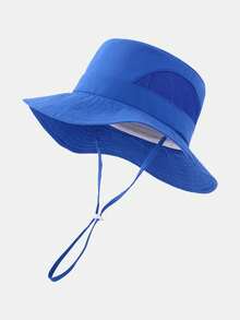 1pc Kids' Solid Color Double-Sided Mesh Breathable Sun Hat, Lightweight Beach Bucket Hat For Everyday Outdoor Use - Boys Series - View 15