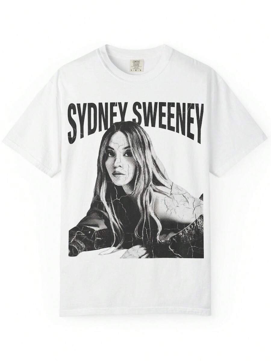 Camiseta con Retrato de Sweeney| Retro Band Photo Graphic T-Shirtblusas para mujer playeras de mujer vestidos casuales para mujer y2k playeras deportivas para mujer verano camisetas ropa de mujer Fashion Perfect For Daily - Blanco - Ver 1