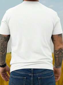 Men's T-Shirt With Fun Fitness Design - Short-Sleeved Gym Design T-Shirt - Black Cotton T-Shirt, Suitable For Fitness And Casual Wear - Comfortable Adult Clothing For All Seasons, Machine Washable Printed T-Shirt - Unisex Loose-Fitting Cotton T-Shirt With Short Sleeves And Urban Vintage Style Crew Neck. - 白色 - 查看 5