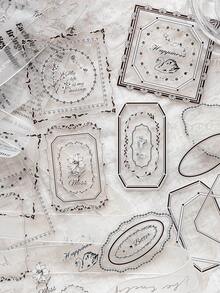 10pcs/Pack Floral Border Themed Stickers For Scrapbooking, Vintage Creative Aesthetic Sticker Decals, DIY Decorative Craft Material, Holiday Gift, Personalized Scrapbook School Supplies - 2. the Ring Of Green - View 6