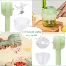 Cortador eléctrico de verduras, agitador de ajo, máquina de cocción eléctrica multifunción, procesamiento de ajo, pimientos, cebollas, especias y otros electrodomésticos de cocina - Multicolor - Ver 3