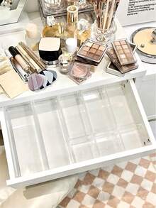 1/3/4/6/7/8/10/11pcs Desktop Cosmetic Storage Box, Combination Transparent Plastic Drawer Storage Box Set, Transparent Cosmetic Storage Box, Exquisite Storage Box, Desktop Drawer Divider Storage Box And Storage Box, Suitable For Cosmetics, Jewelry, Kitchen, Bedroom, Bathroom, Office, Party Desktop Drawer Decoration - Clear - View 10