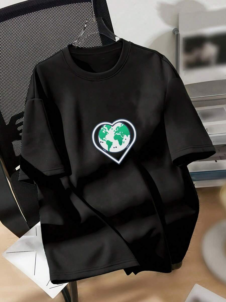 Camiseta de gran tamaño a la moda Y2k - Negro - Ver 1