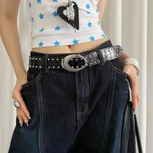 2026 New Y2K Baddie Style Rivet Belt, Crocodile Embossed Leather Belt With High-End Feel, Suitable For Jeans - A - View 7