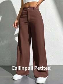 Pantalones casuales simples de unicolor para mujer para usar todos los días - Marrón - Ver 8