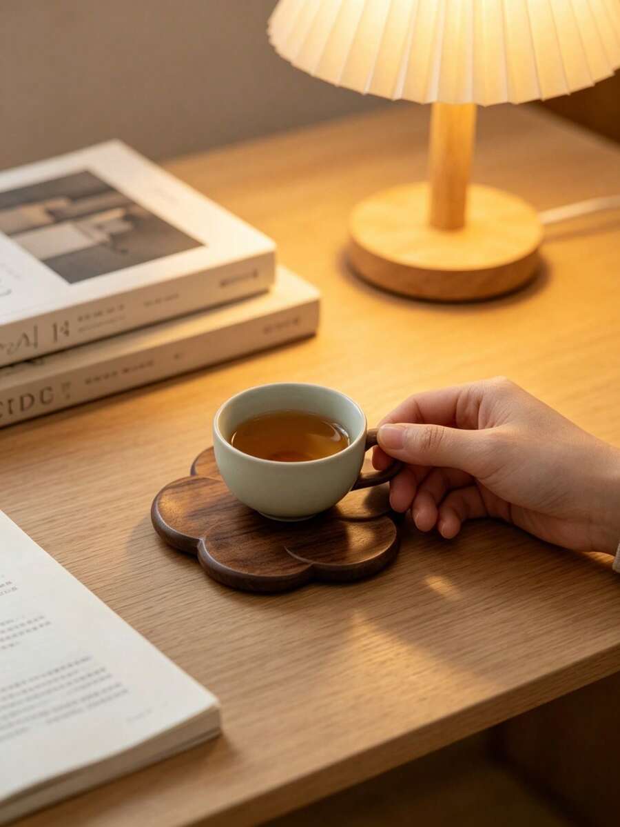 6入/4入/3入/2入/1入 黑胡桃木杯墊 茶壺墊 耐熱創意花形圓形木製杯墊 咖啡杯墊 適用桌面裝飾 餐廳廚房客廳 波希米亞風廚房與客廳裝飾桌墊 節日禮物 - 彩色 - 查看 1