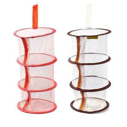 Zipper Bra Drying Basket 3 Layers Drying Rack Net Herb Drying Black Mesh Hanging Dryer Rack For Plant Hydroponics Flowers
