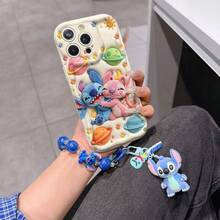 Disney Has Authorized, Phone Case - Chain Set, The Stitch Lilo & Stitch 3D Phone Case Plus A Silicone 3D Stitch Bracelet With Metallic Ring Removable Bracelet, Stitch And Angel Pattern, Compatible With Iphone17/16/15/14/13/12/11/XS/XR/X Plus Pro Max, A Stylish Cartoon Phone Case, The Perfect Gift Choice, Phone Protection, Durable Phone Cover, Great Gift For Friends And Family. - 白色 - 查看 6