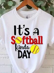 1 camiseta de softbol para mujer |   Es un día de softbol con estampado de bate de softbol - Camiseta casual blanca de cuello redondo 100% transpirable - Camiseta de manga corta de corte holgado para jugadores, entrenadores y aficionados de softbol - Lavable a máquina - Regalo 180g 100% algodón - Blanco - Ver 7