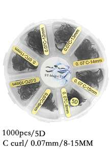 Một hộp 1000 chiếc lông mi giả hình quạt, chân nhọn, độ dày 4D/5D/6D/7D/8D/10D/12D, độ dày 0.07mm, chiều dài 8-15mm/8-15mm hỗn hợp, độ cong C/D, mềm mại và tự nhiên, dễ mang theo, lông mi giả được gắn thủ công, thích hợp cho tiệc tùng và du lịch. - Xem 93