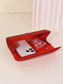 Clutch estilo sobre con cierre abatible, perfecto para fiestas de noche de mujeres, adecuado para bodas, recepciones de cóctel, graduaciones y diversos eventos. - Rojo - Ver 3