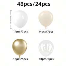 Set de 48 piezas/24 piezas de globos de látex blancos, champán, dorado metálico y transparentes de 10 pulgadas, kit de arco de globos adecuado para bodas, duchas nupciales, cumpleaños, aniversarios, bautizos y decoración de fiestas - Multicolor - Ver 9