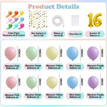 Pastel Balloons Latex Party Balloons With Pastel Streamers, Star Garland And Gold Number Balloon, Birthday Decorations For Women Girl, Multicolor Macaron Balloons For Birthday Rainbow Party Baby Shower Wedding Decorations - Sinh nhật thứ 16 - Xem 9