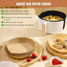 100pcs Round Air Fryer Paper Baking Paper Tray Silicone Oil Paper Special Paper Paper Bowl Air Fryer Special Paper Plate FDA Suitable For 0.79-1.32gal Air Fryer 6.3*1.77inch - 100 - View 8