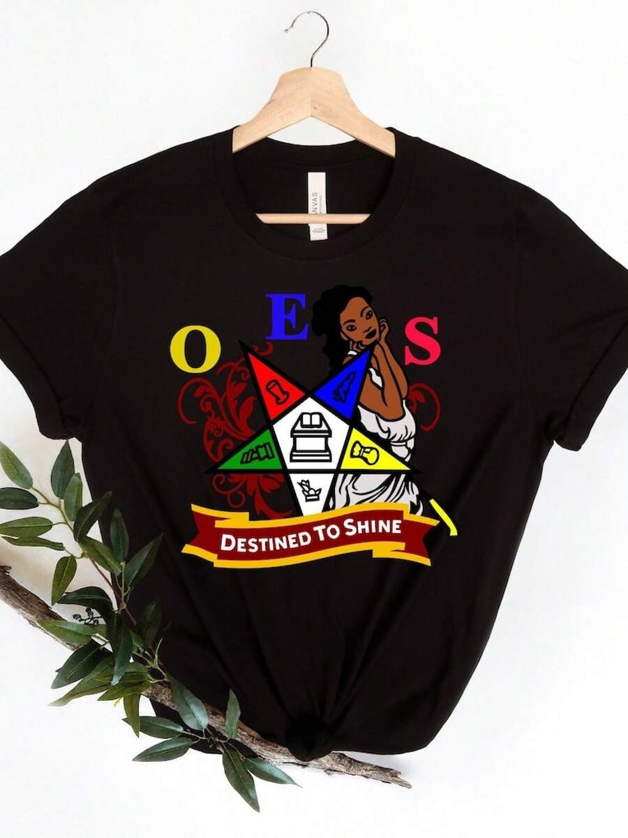 Eastern Shirt, Gift for Eastern , Logo Oes Shirt, Order Of The Eastern Shirt,OES Destined To Shine Shirt, OES Shirt,blusas para mujer playeras de mujer vestidos casuales para mujer y2k playeras deportivas para mujer verano camisetas ropa de mujer Fashion Perfect For Daily - Negro - Ver 1