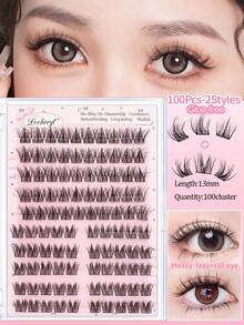 Lvcheryl Kit de extensión de pestañas autoadhesiva sin pegamento, 60/80/90/100 racimos, rizado C, sin necesidad de pegamento, natural para uso diario y ocasional, adecuado para principiantes DIY - C - Ver 19