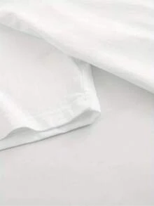 Camiseta manga corta cuello redondo 100% algodón, estampado trendy, tejido ligero y ventilado, estilo moda casual, apta para vida diaria, salidas informales y citas en primavera, verano y otoño - Blanco - Ver 4
