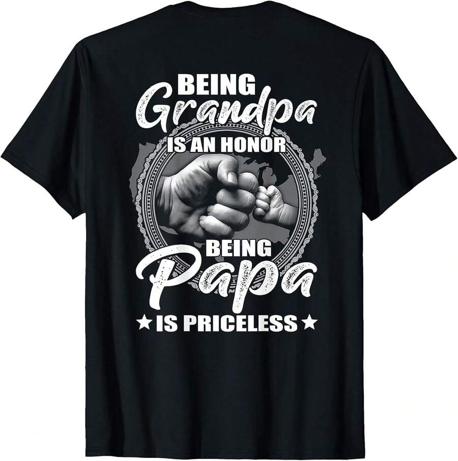 Camiseta unisex de manga corta, Being Abuelo es un Honor Ser PaPa es Invaluable (en Atrás Camisetas de mujer,  Gráfico Camiseta Dulce Diseño, Verano Informal Desgaste, Caliente Clima Wear,camisetas para mujer,camisetas para hombre,playeras de hombre,,y2k,spiderman,regalos para Eso novio,Retro Vintage,playeras de hombre gimnasio, spiderman,  Campeonato Mundial 2026 Camiseta ,,regalos para Eso novio, - Negro - Ver 1