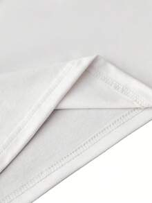 Talla Grande, Camiseta de Algodón de Manga Corta con Estampado de Líneas Abstractas Entrelazadas para Mujer, Cuello Redondo, Estilo Casual - Blanco - Ver 5
