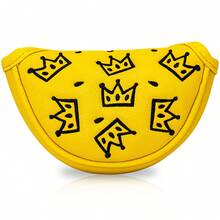 1pc Cheese Crown Design Golf Putter Cover, Small Half-Moon Shaped Putter Head Cover, PU Material With Premium Embroidery, Suitable For Most Brands - Multicolor - View 7