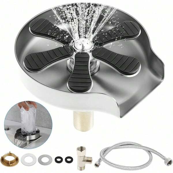 Einbau-Glasspüler Aus Edelstahl in Pistolengrau – Automatischer Becher- Und Flaschenreiniger Für Die Küchenspüle, Ideal Für Gläser Und Tassen, Schnelle Und Hygienische Spülung, Passend Für Küche, Bar Und Hausbar, Perfekt Für Bierliebhaber, Barkeeper, Familien Mit Kleinkindern Und Alle, Die Sauberes Trinkgeschirr in Sekunden Wünschen.